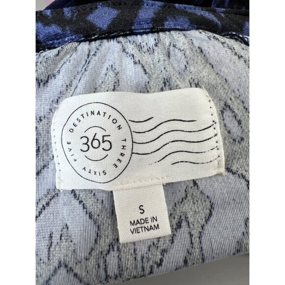 Destination 365 Printed Velvet Knee Length Split Neck Dress Navy Womens Small - Picture 3 of 6